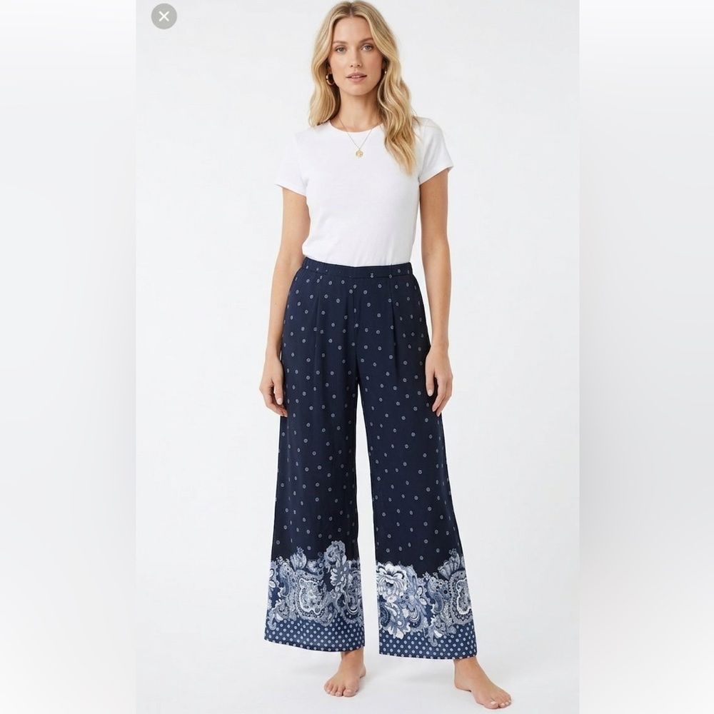Long Tall Sally Wide Leg Floral Lightweight Pants Size 18 NWT Brand New